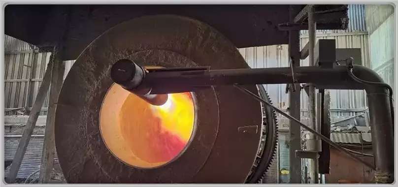 مشعل جت پریمیکس گازافروز در حال کار در کوره صنعتی - زنجان